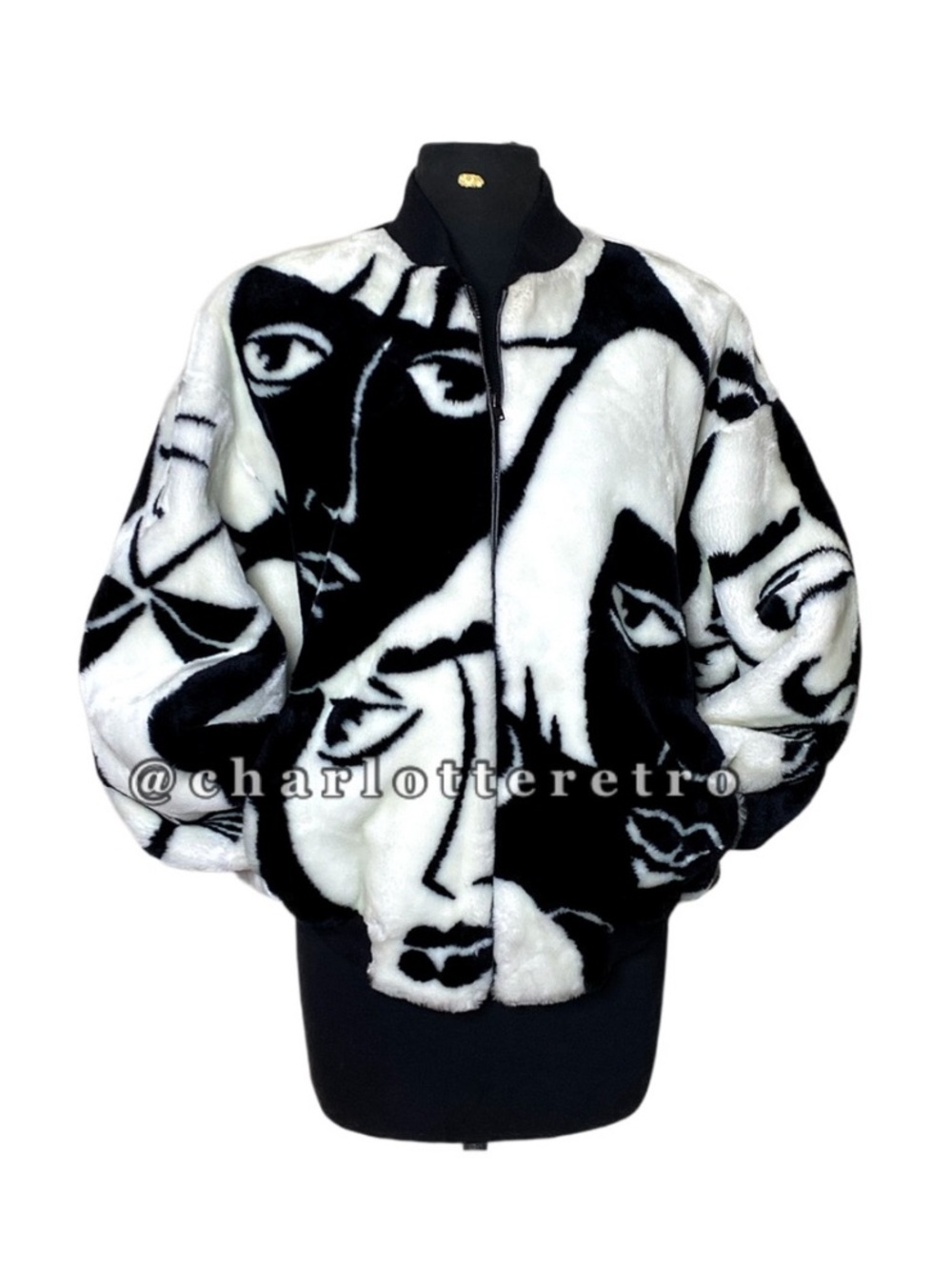vtg Donnybrook Faces Fur Bomber Jacket